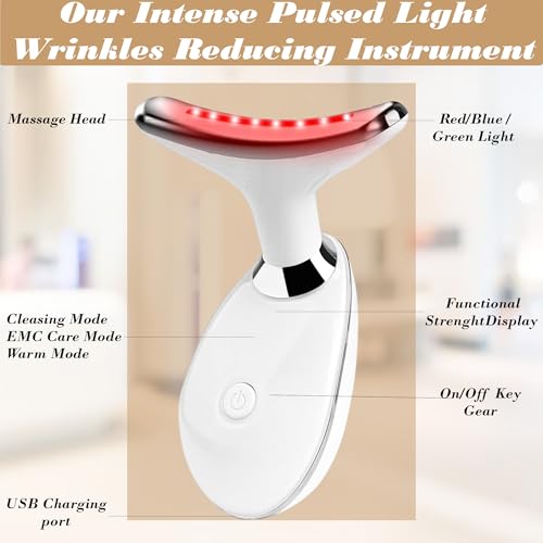 Facial Massager for Women and Men ? Face Roller for Skin Tightening, Wrinkle Reduction, Anti-Aging, Face Lifting, Skin Care, Beauty Tool for Jawline, Neck Massager (White)