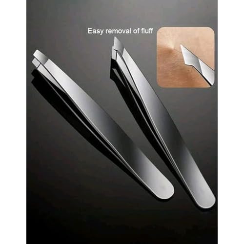 4-Piece Stainless Steel Tweezer Set - Tweezers for Eyebrows, Precision Tweezer Set for Women & Men - Ingrown Hair Tweezer, Long Lash & Eyelash Tweezers, Tweezers for Crafting (Silver)