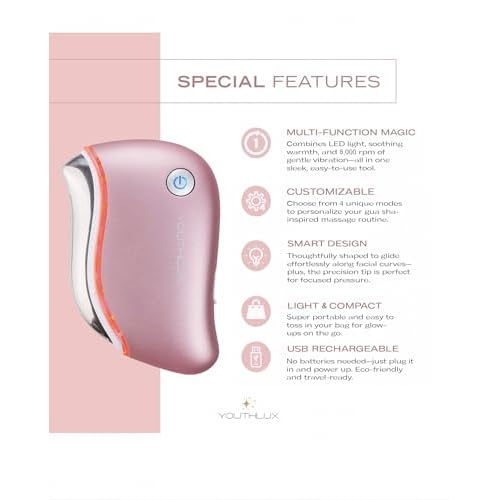 ProSculpt Heated Gua Sha Facial Massager ? Electric Guasha Tool for Face Sculpting, Relaxation & Skincare | Soothing Vibration Facial Massage Tool with Contoured Design (Rose Gold)