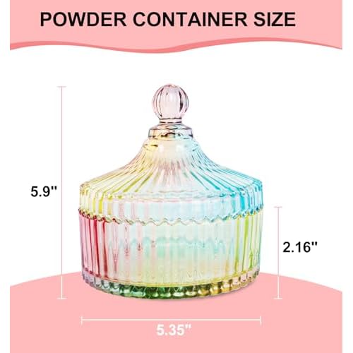 LAKIRA Extra Large Body Powder Puff and Container, 5.35" Body Container with 3.93" Powder Puff, for Baby Women's Loose Dusting Powder (Colorful)