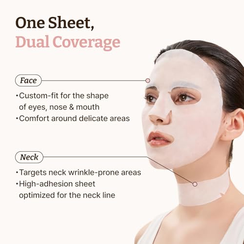 Dr. Reju-All Advanced PDRN Rejuvenating Mask - Face & Neck Korean Sheet Mask with 1,200 ppm PDRN, Collagen & Copper Peptides - Hydrating & Soothing, Skin Repair (1.2 Fl Oz x 4EA)