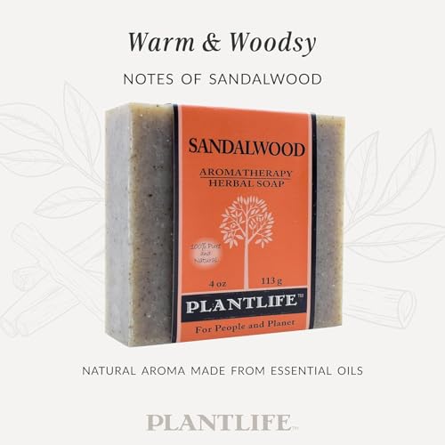 Plantlife Sandalwood Bar Soap Pack of 2 - Moisturizing and Soothing Soap for Your Skin - Hand Crafted Using Plant-Based Ingredients - Made in California 4oz Bar