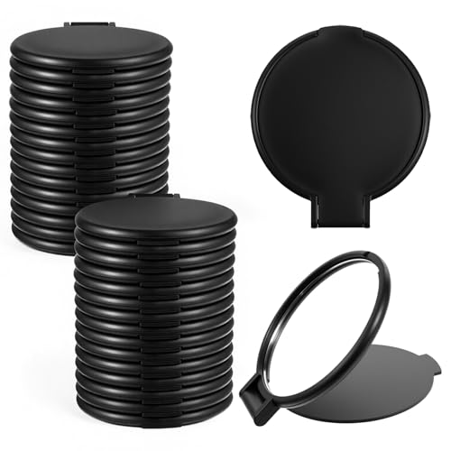 80Pcs Mini Folding Mirror for Purse, Round Makeup Mirror Portable Pocket Compact Travel Small Mirrors Mini Gifts for Women Adult Coworker Friends Halloween Christmas (2.5Inch, Black)