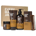 Every Man Jack Beard Essentials Gift Set for Men ? Complete Routine with 5 Full-Size Essentials ? Sandalwood Scent - Beard & Face Wash, Lotion, Oil, Butter & Comb