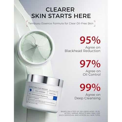 Tembusu Essence Clay Mask for Face & Sensitive Skin: Triple Mud Formula with Tembusu Extract, Deep Cleansing Pore, Oil Control, Texture Refining, Blackhead Removal ? 3.88 Oz