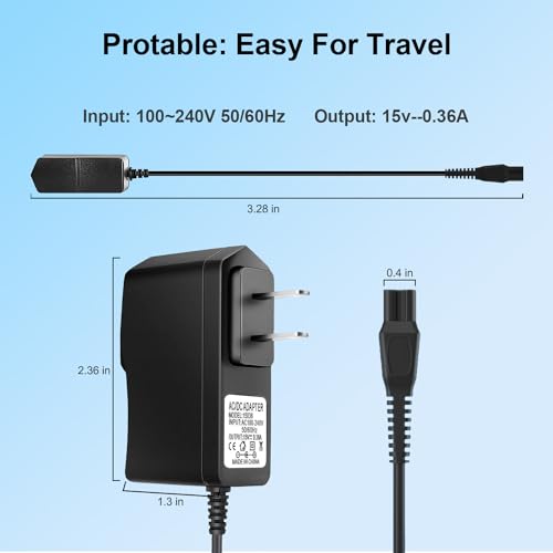 HQ8505 Charger for Philips Norelco 7000 5000 3000 8000X 8500X 9000 Series MG7 S1560 Electric Beard Trimmer 15V AC Adapter Power Supply Cord