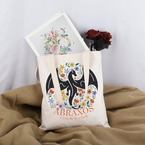 MNIGIU Book Inspired Abraxos Flower Gift Abraxos Garden Club Tote Bag Fantasy Dragon Gift for Bookish Book Lover