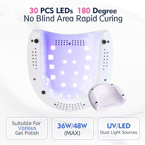 Goodoo UV LED Nail Lamp, 48W Nail Dryer for Gel Polish with 4 Timer Settings & LCD Display and Automatic Sensor, Professional UV Dryer for Home Salon