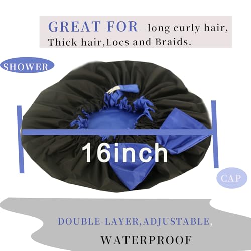 2PCS Genergy Jumbo XL Shower Cap for Braids Reusable and Waterproof Shower Cap, Super Extra Large for Thick, Long, Big Hair, Dual and Adjustable, Washable Bath Hat with Dreadlocks