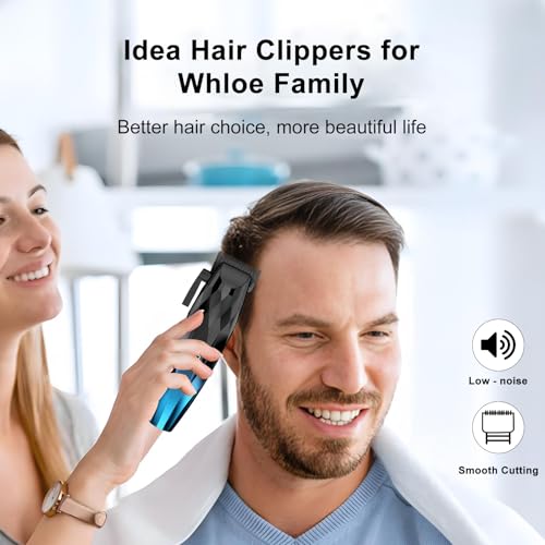 2-in-1 Professional Hair Clippers Set,Cordless Hair Clippers and T-Blade Trimmer Kit for Men,LCD Display,USB Rechargeable,Adjustable Guards,Waterproof,Beard & Body Grooming Kit (Blue)