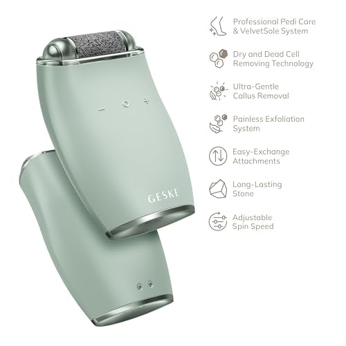 GESKE Electric Pumice Foot Smoothing Roller | 7 in 1 | Electric Foot File & Exfoliator | Long-Lasting Pumice Stone | for Smooth Feet | Advanced Callus Removal | Ideal for Your Pedicure Set
