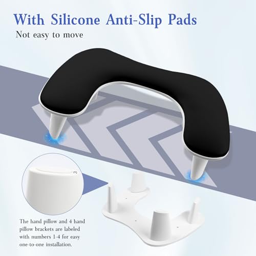 Arm Rest for Nails Tech: U-shaped Manicure Nail Arm Rest Stand Big White Armrest Microfiber PU Leather Hand Rest Pillow for Acrylic Nail Cushion