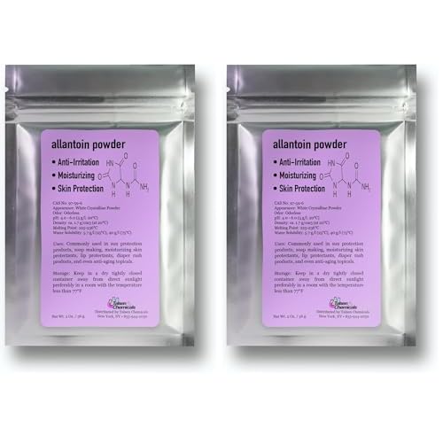 Allantoin Powder 2 Oz Cosmetic Grade for DIY Emulsion Cream Lotion Skin Care (2 oz. / 56 Grams), Allantoin Helps to Hydrate The Skin by Talsen Chemicals (Pack of 2)