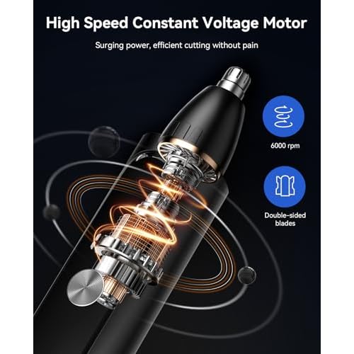 Men's Nose Hair Trimmer 2025 Ear and Nose Hair Trimmer, USB Charging, LED Display Screen, Stainless Steel Double-Edged Rotating Blade, Universal for Men and Women (Silver)