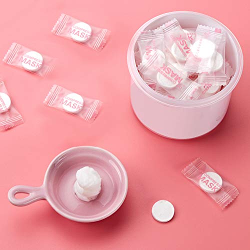 100 PCS Cotton Compressed Facial Mask Sheet, DIY Disposable Mask Paper Wrapped Masks for Home, Travel