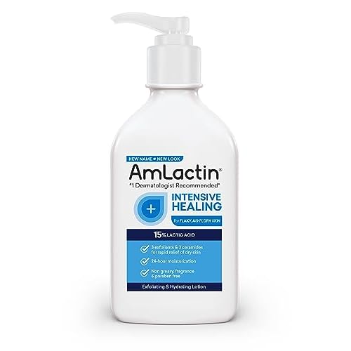 AmLactin Crepe Firming 12 oz Cream & Intensive Healing 7.9 oz Lotion Bundle - Exfoliator and Moisturizer