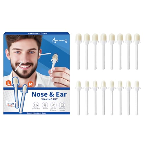 Beauty7 Nose Wax Kit, Ready to Use Waxing Sticks- Nose and Ear Epilation, Easy to Use, Safe and Natural Hair Removal Kit- 16 Wax Sticks