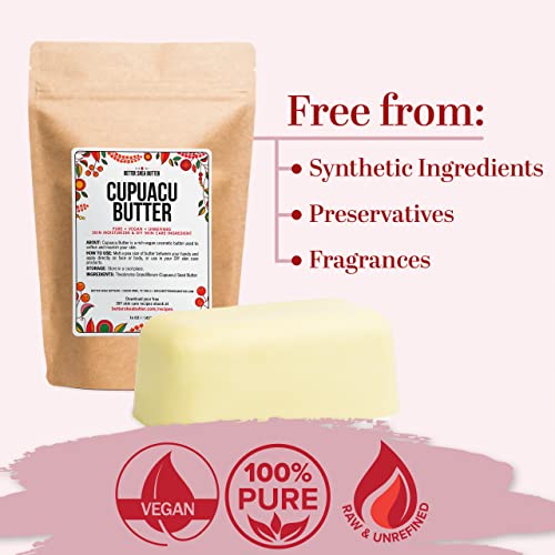 Cupuacu Butter Raw, Pure & Unrefined for Hair Growth & Dry Skin on Body and Face - Brazilian Body Butter Base for DIY Lotion and Soap Making - Cupua?u Butter 16 oz