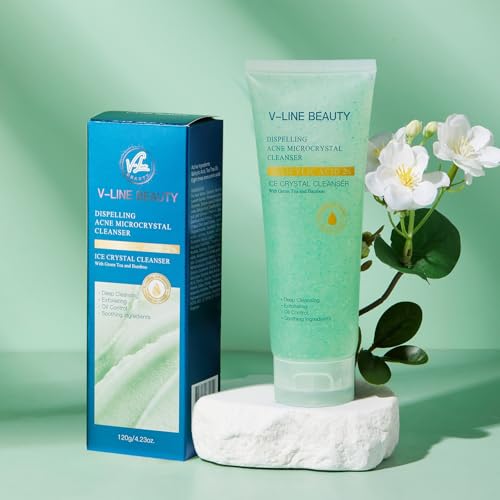 Microcrystal Deep Cleansing Facial Gel Scrub for Acne Skin, 2% BHA + Glycerin + Green Tea & Bamboo, Help Clear Acne Blemishes Without Over Drying, Suitable for Sensitive Skin