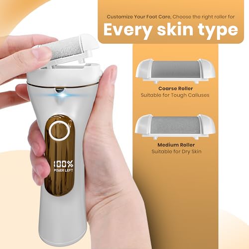 Electric Foot Callus Remover for Cracked Heels, Rechargeable Waterproof Pedicure Tool, Professional Foot Care Kit with Travel Organizer Bag & Nail Clipper | BukDot