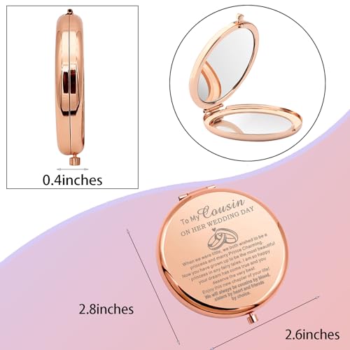 WSNANG Cousin Wedding Gift Folding Makeup Mirror to My Cousin On Her Wedding Day Gift Bride Gift for Cousin Compact Makeup Mirror (Cousin Mirror)