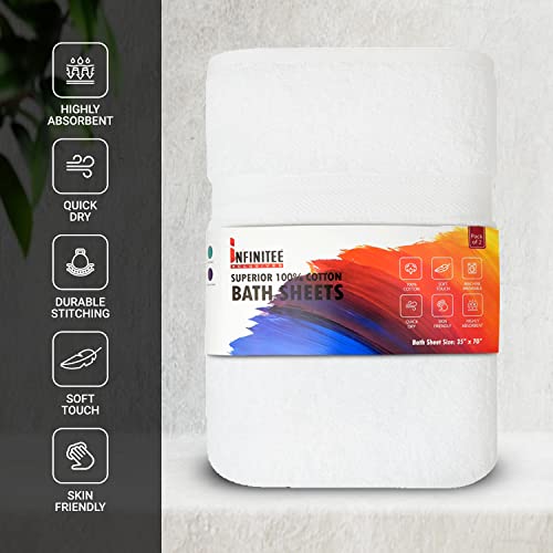Infinitee Xclusives Luxury Towel Bundle - 2 Pack 600 GSM Bath Sheets (35x70) + 12 Soft 100% Cotton Wash Cloths (13x13) - Soft, Absorbent & Durable Towels for Everyday Comfort