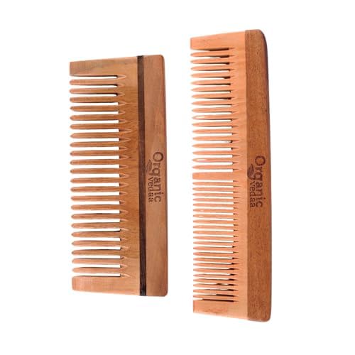Combo Pack 100% Pure & Natural Neem Wood Comb for Men & Women Reduces Hair Fall | Travel-Friendly Wooden | Detangler for Beard, Mustache & Hair Styling (FBA LILY COMB)