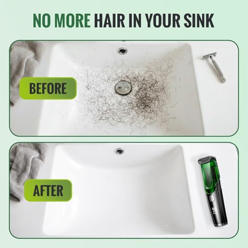 Vacuum Beard Trimmer for Men, Beard and Mustache Trimmer for Men with Adjustable Length Comb (1?20mm), IPX6 Waterproof Built-in Electric Trimmer for Beard, Mustache, and Stubble.