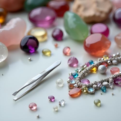 Silver Tone Stainless Steel Long Tweezers for Eyebrows Hair Removal Tweezers,Shave and Hair Removal (3.5 Inches)