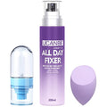 Long Lasting Makeup Setting Spray Kit- 6.76 Fl oz Hydrating Matte Finish Mist Lightweight Face Make up Fixer +Travel Size Spray Bottle+Sponge Puff Makeup Set