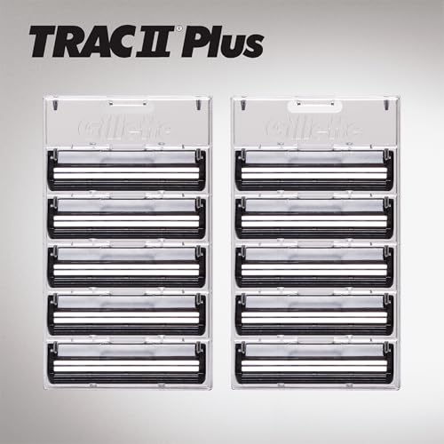 Gillette TRAC II Plus Mens Razor Blade Refills, 10 Count, Delivers a Clean, Close Shave