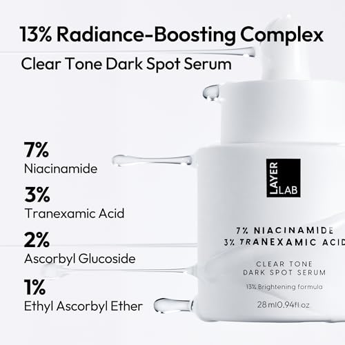 LAYERLAB Niacinamide 7% & Tranexamic Acid 3% Dark Spot Appearance Serum | 13% Radiance Complex Visibly Evens Skin Tone Look | Hydrating K-Beauty Skincare 0.94 fl.oz