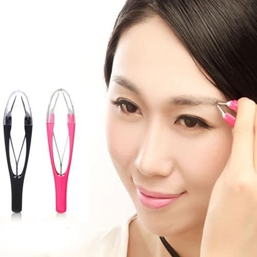 Pink Eyebrow Tweezer, Retractable Eyebrow Pinch Clip Clamps, Slant Tip Trimming Hair Removal Makeup Tool, Automatic Tweezer Tweezers