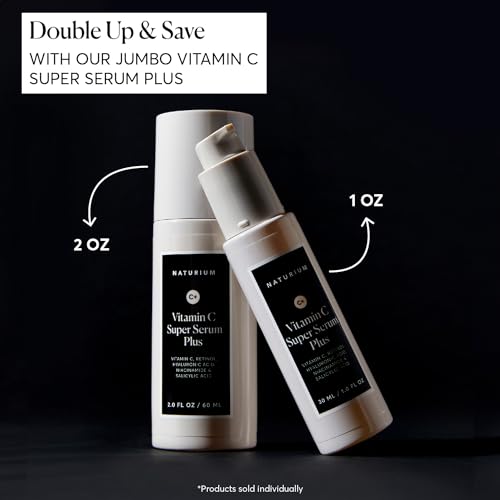 Naturium Vitamin C Super Serum Plus Jumbo, Smoothing Face Care, plus Retinol, Hyaluronic Acid, Niacinamide & Salicylic Acid, 2 oz