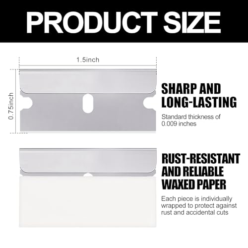 1200 Pcs Single Edge Razor Blades Industrial Straight Edge Replacement Scraper Box Cutter Glass Paint Scraper Blades for Removing Stickers Decals Labels
