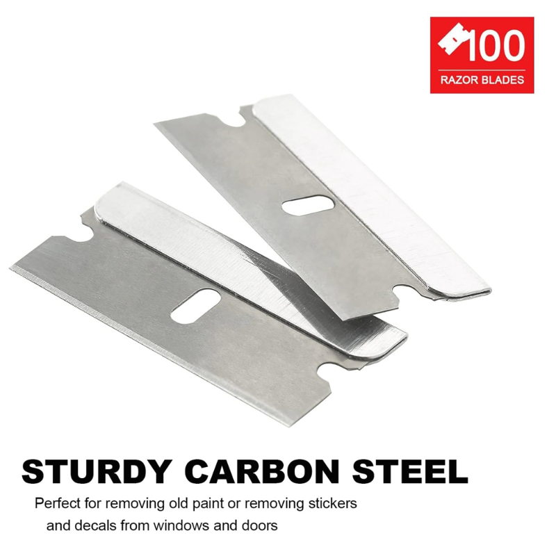 High Carbon Steel Razor Blades 100-Pack for Paint, Glass & Surface Scraping