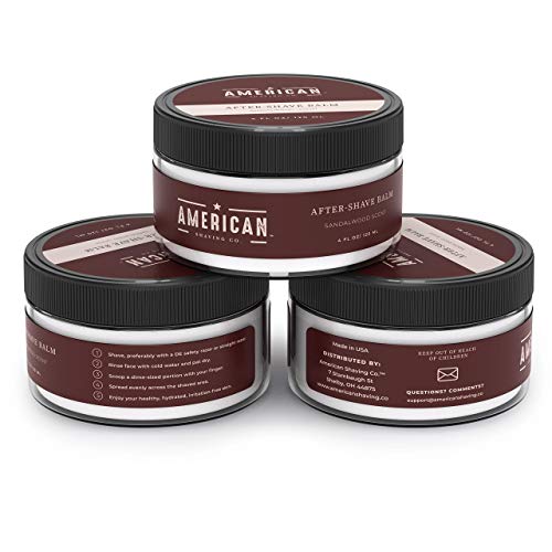 American Shaving Co. After Shave Balm for Smooth (Sandalwood Scent), Soothes and Moisturizes Face After Shaving, Treats Redness & Razor Burn, Post Shave Lotion 4 Oz