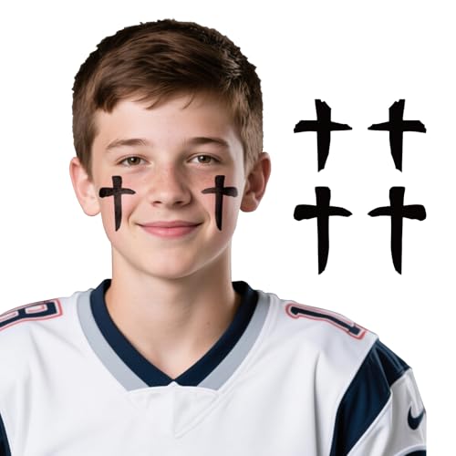 144Pairs 2Style Cross Eye Black Temporary Tattoos, Smudgeproof EyeBlack Sticker for Football Baseball Softball Lacrosse Themed Birthday Party Supplies