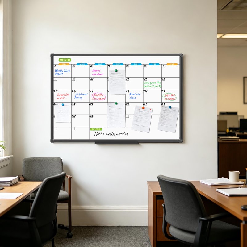 Magnetic Dry Erase Calendar Whiteboard Wall Planner 35x23 Inches with Tray