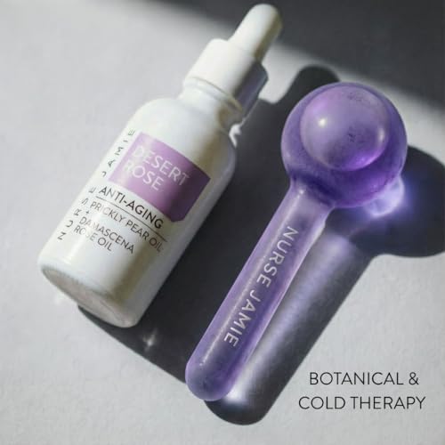 Nurse Jamie GlowGlobe Kit ? Cooling Face & Eye Massage Tool + Desert Rose Anti-Aging Oil ? Depuffing Roller & Hydrating Skincare Duo for Radiant, Revitalized Skin