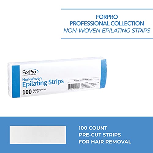 ForPro Professional Collection Non-Woven Epilating Strips, White, Tear-Resistant, Pre-Cut Strips for Hair Removal, 3¡± W x 9¡± L, 100-Count