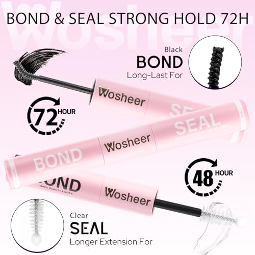 Lash Glue Bond and Seal Waterproof Long Lasting Strong Hold 2 in 1 Eyelash Glue Lash Bond and Seal Cluster Eyelash Waterproof Lash Cluster Glue for DIY Lash Extensions - Black