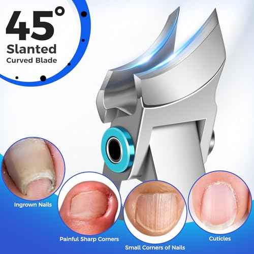 Toenail Clippers for Thick Toenails for Seniors, Slanted Nail Clippers for Men Thick Ingrown Nails with Wide Jaw Opening, Heavy Duty Curved Large Fingernail Ingrown Toenail Clippers