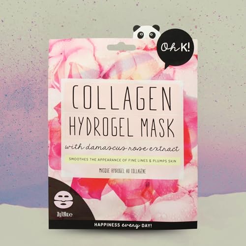 Oh K! Hydrogel Mask - Collagen - Moisturizing Face Mask Sheet - Hydrating Face Sheets - Rich in Collagen, Rose Water - Korean Skincare - 1 Pc (Pack of 3)