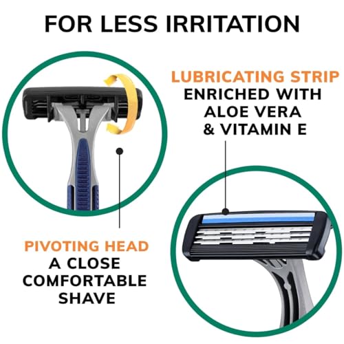 BIC Sensitive 3 Razors, 3 Blades, Lubricating Strip, Pivoting Head, 6 Count for Men with Sensitive Skin
