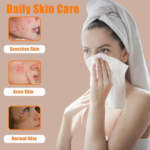 Face Towels Disposable Biodegradable Soft Washcloths for Sensitive Skin, Lint-Free Washcloths for Face Washing, Skin Care, and Makeup Removal, Wet and Dry Towels,50 Sheets
