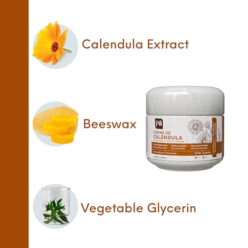 Pili Natural Calendula Cream ? Hydrating Moisturizer for Dry, Rough, or Chapped Skin ? Soothing Face, Hand & Body Cream ? Crema de Cal?ndula with Beeswax & Glycerin. 3 pack x 1 oz each