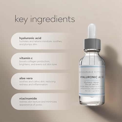 Hyaluronic Acid Serum for Face with Vitamin C, Aloe Vera | Niacinamide Serum for Deep Hydration | Soothing Formula for Anti Aging, Fine Lines & Wrinkles