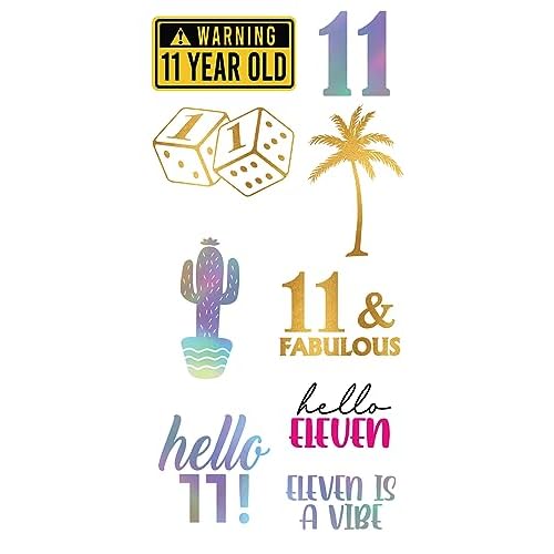 11th Birthday Temporary Tattoos (4 Pages) - 11th Birthday Party Supplies, Ideas, Gifts and Decorations