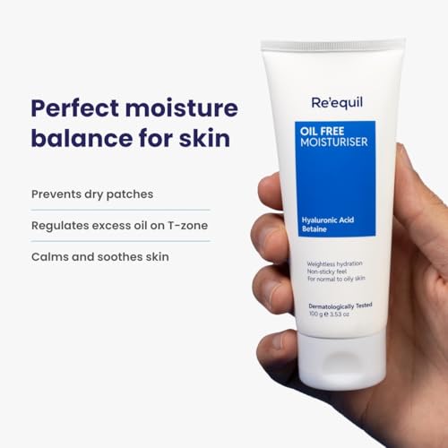 RE' EQUIL Oil Free Moisturiser Lightweight Moisturizer For Face Retains Essential Moisture Prevents Acne Breakouts Suitable For Normal, Oily Combination Skin 100G